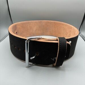 Stoic Powerlifting Weightlifting Leather Belt Black 42.5”